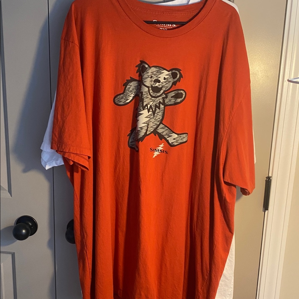 Simms 2 Grateful Dead T-shirts White &  Orange Cotton T-Shirt 3XL